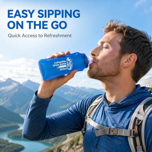 JOYAONE Collapsible Water Bottle 500ml x 2, Soft Flask for Running & Hiking — view 2