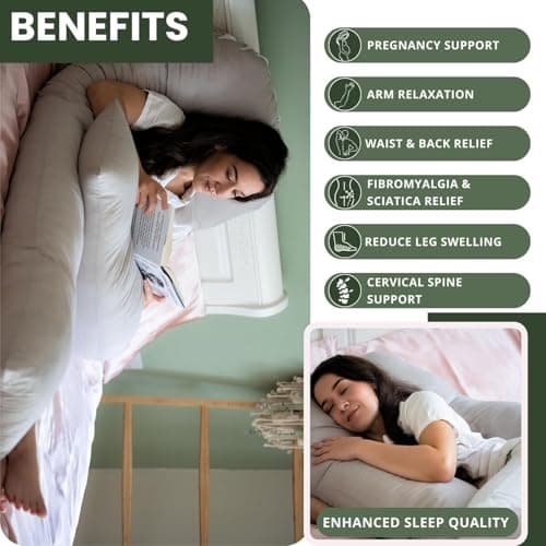 Bedding Home Grey 12ft Pregnancy Pillows For Sleeping | U Shaped Maternity Support Full Body Pillow | Cuddle Cushion Side Sleeper Long Pillow for Pregnant Women (12ft U Pillow, Grey) — view 3