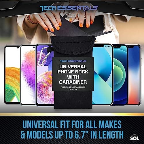 SOL 1pk Phone Sock with Carabiner - Neoprene Phone Pouch - Phone Sleeve — view 6