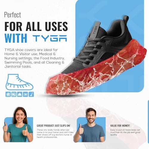 TYGA Waterproof Shoe Covers Disposable, CPE, Red, Pack Of 100 — view 4