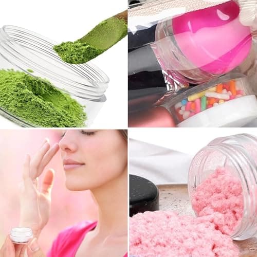 12 Pcs Sample Pots 5 Gram Travel Pots for Toiletries Travel Cream Pots Clear Empty Cosmetic Containers Sample Containers with Lids Mini Spatulas for Face Creams Sample Make-Up Glitter Nail Art Storage — view 3