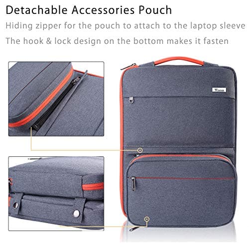 Voova Laptop Sleeve 13-14 Inch, Waterproof Case with Pouch, Dark Grey — view 4