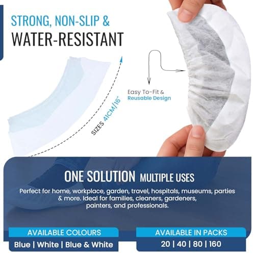 TYGA 40 Pieces Waterproof Reusable Shoe Covers - White — view 3