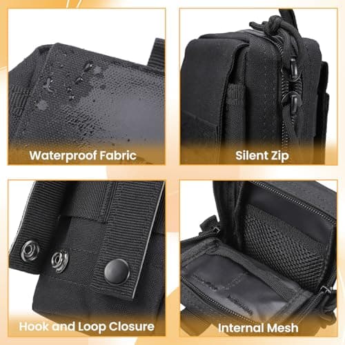 Hejo Tactical Molle Pouch, Utility Belt Pouch with Zipper (Black) — view 4