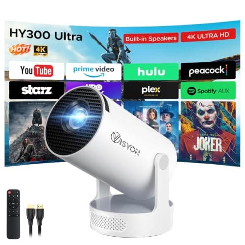 Mini Projector For Bedroom 2026 | Supports 1080P With Android 14.0 – 20000 Lumens Smart Projector & Native 720P Portable HY300 Projector | Screen Mirroring for iOS/Android | Gaming & HDMI Compatible
