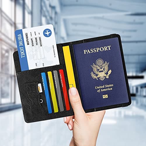 Czyan Passport Holder, Pu Leather Travel Passport Cover Wallet, RFID Passport Case with Card Holder, Travel Essentials for Credit Cards, Id and Travel Document (Black) — view 5