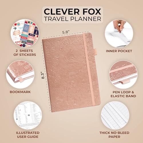 Clever Fox Travel Journal, Vacation Planner Organizer A5 Rose Gold — view 2
