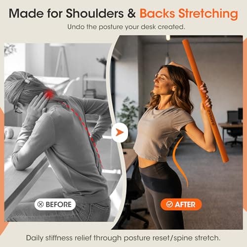 Rawaild Yoga Stick, Upgraded 5ft Sturdy Steel Mobility Stick, Adjustable Exercise Equipment for Stretching, Flexibility & Balance, Physical Therapy & Posture Correction, Shoulder & Back Relaxation — view 3