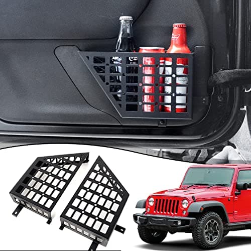 Z8 Metal Front Door Storage Pockets, Door Side Insert Organizer Box for 2007-2022 Jeep Wrangler JK JKU 2/4 Door Stainless Steel Latest Upgraded