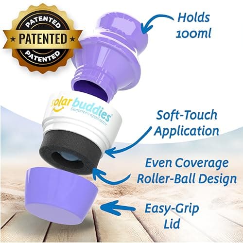 Solar Buddies Sunscreen Applicator- Full Purple & Nude Duo- BPA-Free Refillable Roll on Sponge Sunscreen,Suncream & Lotion Applicator For Kids,Adults & Families-Holds 3.4fl oz,Perfect Size for Travel — view 2