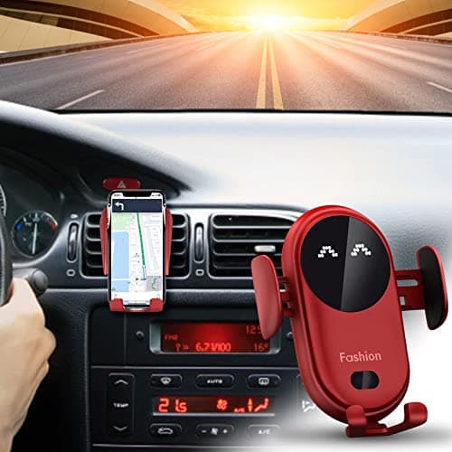 Smart Wireless Car Phone Holder With Auto-Sensing Charger - 10W Fast Charging Air Vent Mount, 360° Rotation Infrared Sensor (Yellow) — view 5