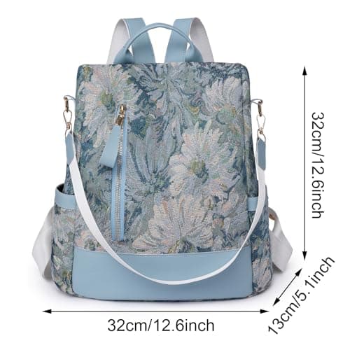 Pagezol Women's Backpacks, Anti-Theft Backpack for Women, Rucksack Shoulder Bags Ladies, Waterproof Nylon Daypack, Casual Travel Backpack, Lightweight Travel Bag School Bags for Girls (B-Blue) — view 6