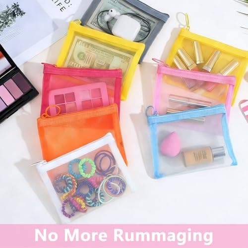 Plkjiu 8-Pack Small Zip Pouch - Travel Pouches & Cosmetic Bags for Handbag Organisation, Transparent Mesh Toiletry Bags for Daily Accessories, Coin Bags & Makeup Organizer — view 4