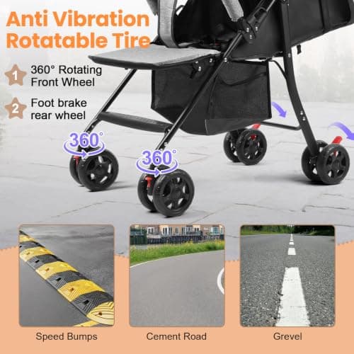pofluany Lightweight Folding Travel Buggy, Compact Baby Pushchair Pram — view 6