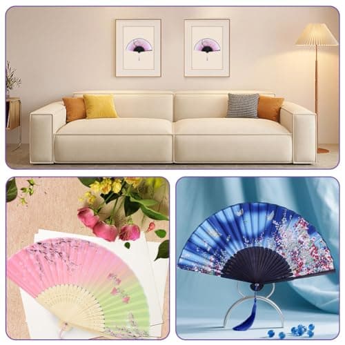 Alaoo Folding Fans, Handheld Fan Fabric Manual Fan Chinese Fans with Tassel for Birthday Gifts Dancing Cosplay Wedding Party Props Decoration(A Purple) — view 4