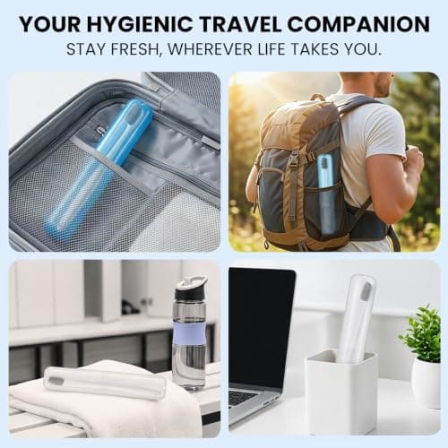 2pcs Travel Toothbrush Case, Toothbrush Cover for Travel with Drain Hole, Matte White Blue Toothbrush Case Storage Box for Travel Camping School Business — view 5