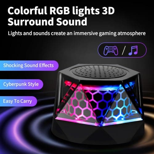 vsshe G300 Bluetooth Speaker, Ultra Small Portable Wireless Speaker with Magnetic Adsorption for Phones Metal Surfaces, with Multi-Color RGB Colorful Lights and Phone Holder, for Hiking and Outdoors — view 3