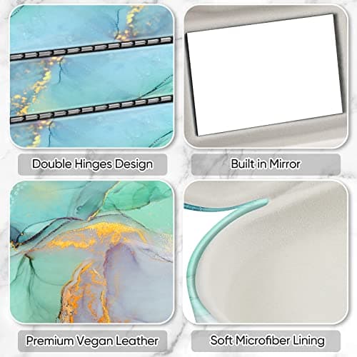 FINTIE 2 in 1 Glasses and Contact Lens Case, Emerald Marble — view 3