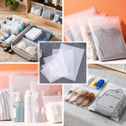 sturiz 40pcs 5 Size Reusable Zip Lock Bags for Clothes Plastic Large Ziplock Bags Frosted Travel Storage Bags Waterproof No Holes Hospital Bag Organiser Pouches for Clothes,Shoes,Cosmetics,Suitcase — view 5