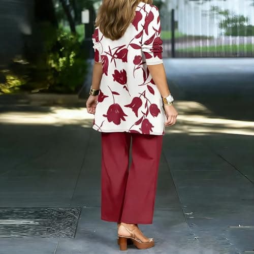 Leisure Wear Sets for Women Uk 3 Piece Co Ords Outfits Long Sleeve Cardigan Vest Top Wide Leg Trousers Suits Summer Casual Slim Tracksuit Floral Comfy Loungewear Elegant Travel Wedding Guest Outfits — view 3