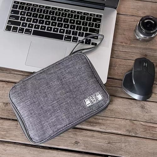 DDUP Cable Organiser Bag,Travel Cable Bag, Electronics Accessories Organizer Bag, Airplane Travel Essentials Gadget Storage Bag with Handle for Power Bank, Memory Card, Chargers and Hard Disk(Black) — view 5
