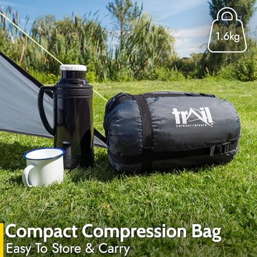 Trail Mummy Sleeping Bag For Adults, Single 3 Season Spring Autumn Winter, 300gsm, Waterproof, Outdoor Camping, Internal Pockets, Lightweight Compression Bag — view 6
