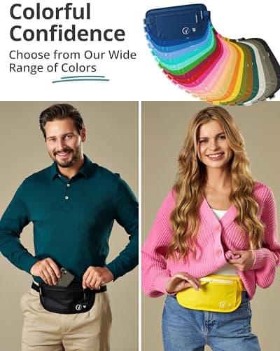 Vantamo Bum Bag with RFID, Ultra-Thin Money Belts for Travel Hidden Men, 2 Compartment Fanny Pack for Women Fits Passport & Phone to Protect Valuables, Waist Bag for Traveling, Hiking & Walks — view 6