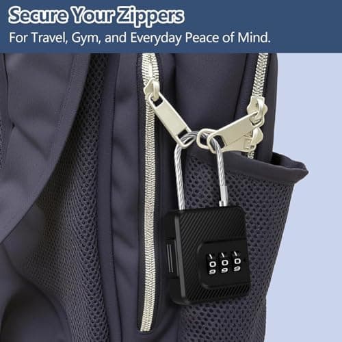 Jnchdghwa 3-Digit Combination Cable Lock Security Padlock Cable Lock with Flexible Steel Cable for Travel Luggage Suitcases, Bags 2 Pack — view 5