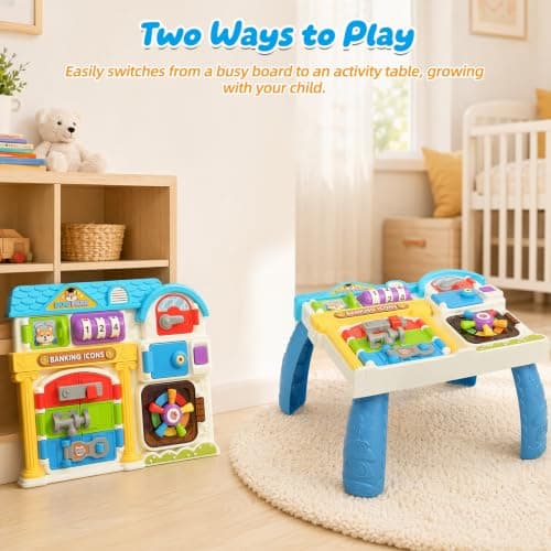 Mostop Busy Board for Toddlers with 7 Locks & Lights Sounds, Travel Activity Board for Plane Car Journeys, Portable Sensory Toy for Boys Girls Age, Ideal for Restaurant Visit Family Trips — view 4