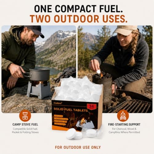 Godora Solid Fuel Tablets, 36 Pack, 15g Each, for Camping Stoves — view 4