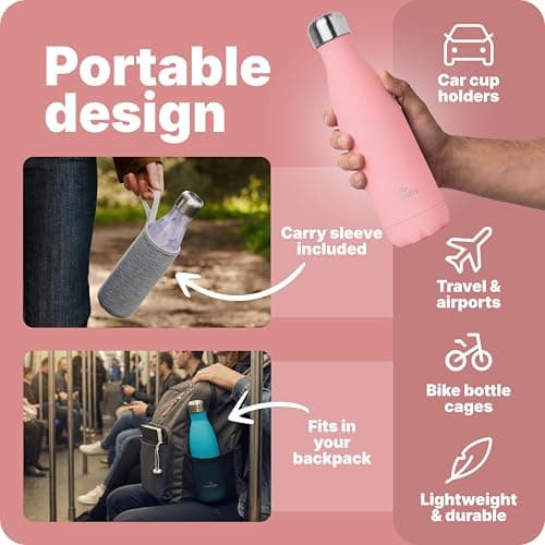 Nuactiv Stainless Steel Water Bottle 500ml Vacuum Insulated Metal Flask — view 5