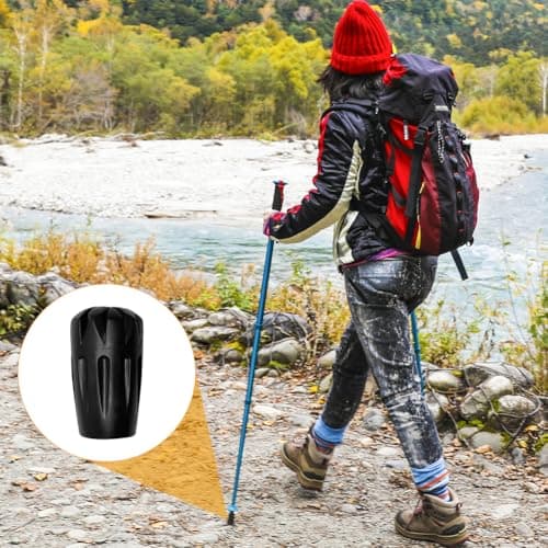 6 Pack TPR Trekking Pole Tips, Heavy-Duty Rubber Ferrules Replacement Ends for Walking Sticks & Canes, Anti-Slip Hiking Pole Caps for Asphalt, Rock, Snow & Outdoor Use — view 6