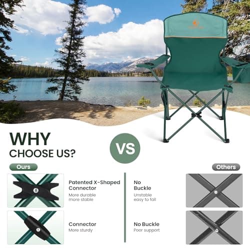ALPHA CAMP Set of 2 Folding Camping Chairs Lightweight Picnic Chair — view 3