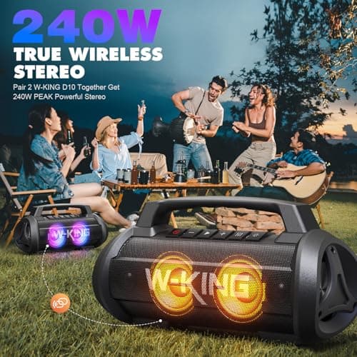 W-KING Bluetooth Speaker, 120W Portable Wireless Speakers, 70W Deep Bass with Dual Subwoofer, IPX6 Waterproof, DSP, EQ, 42H Playtime, RGB Lights, BT 5.4, 110dB Powerful Boombox for Outdoor/Party/Beach — view 5