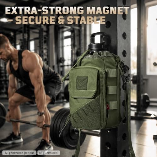 Magnetic Gym Bag with Water Bottle Holder Fits 1-2L Bottles — view 2