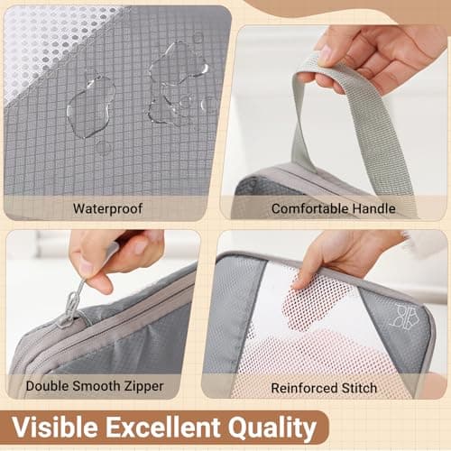 ChioSun Compression Packing Cubes, 7 PCS Ultralight Packing Cubes,Grey — view 3