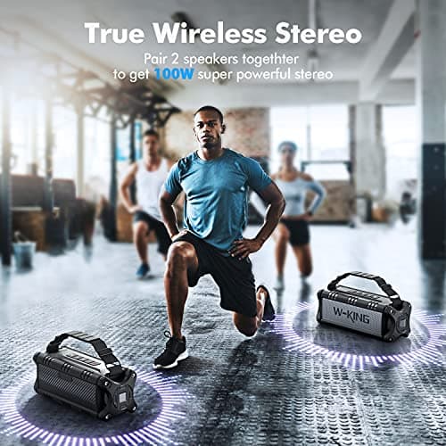 W-KING 90W Max Bluetooth Speaker, IPX6 Waterproof Speakers, Loud Portable Outdoor Speaker Wireless, Deep Bass, Hi-Fi Audio, 40H Playback, Power Bank, Stereo Pairing, EQ, TF, Large Boom Box For Party — view 3