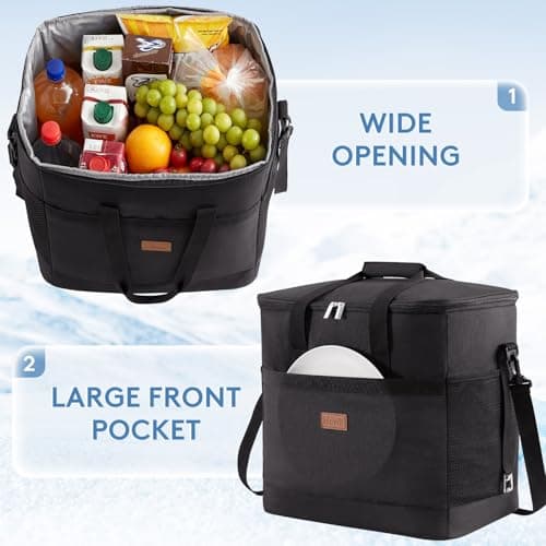 Lifewit Cooler Bag 60 Cans Collapsible and Insulated Large Lunch Bag Leakproof Soft Cooler Portable for Camping/BBQ/Family Outdoor Activities, Black — view 5