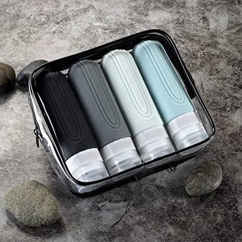 Mrsdry Travel Bottle for Toiletries, Leak Proof Silicone Travel Size 90ml Bottles Refillable Containers for Liquid Shampoo, BPA Free and TSA Approved Travel Accessories with Clear Bag (4 Pack) — view 6