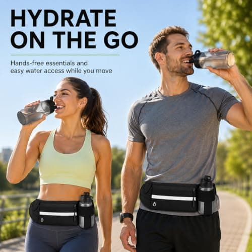 Running Belt with Water Bottle Holder, Hydration Waist Pack for Phone Keys — view 3