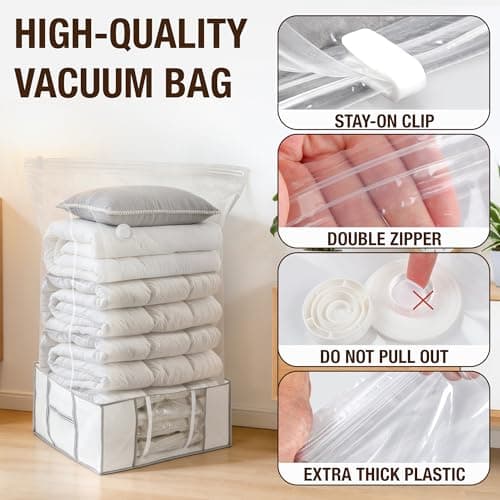 Vacuum Storage Bag Set, 87L Large Capacity Clothes & Comforter Organizer with Clear Window & Reinforced Handles (1 Pack) — view 5