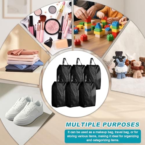 6PCS XXL Travel Shoe Bags (42×24×24cm), Black Waterproof Zipper Shoe Bags for Luggage & Gym, Large Capacity Shoe & Clothes Organizer for Travel & Closet Storage — view 6
