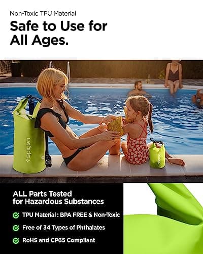 Spigen [20L+2L Set [IPX6] Aqua Shield Waterproof Bag Dry Bag for Hiking Swimming Kayaking, Small Wet Bag, Crossbody Carry, Roll-Top, Robust & Anti-Scratch, Essential Camping, Boating - Cactus Green — view 6