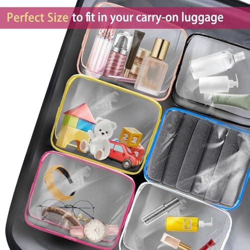 6 Pack Travel Toiletry Bag with Jewelry Bags, Cosmetic Organizer - TSA Approved Clear Quart Size Bag for Travel — view 6