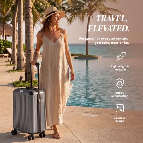 LUGG 20 Inch Sky Rover Carry On Suitcase - Lightweight ABS Hard Shell Cabin Luggage with TSA Lock, 4 Spinner Wheels, Water Resistant, EasyJet Overhead Size 55x35x23cm, 5 Year Warranty — view 2