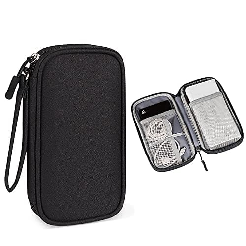 Hosoncovy Double Layer Power Bank Case Power Bank Carrying Case Power Bank Travel Case Storage Bag Cables Organizer for Romoss Samsung Anker 20000mAh 10000mAh Power Bank (Black)