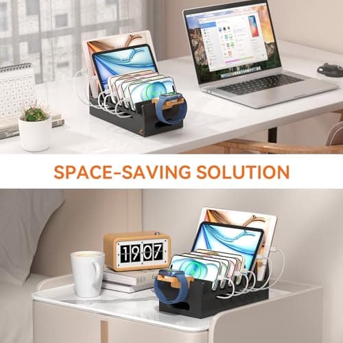 Pezin & Hulin Bamboo Charging Station with Watch Stand-Black — view 5