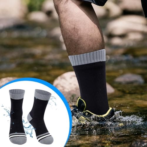 BBXWANG Unisex Waterproof Socks, Breathable Mid Calf Waterproof Running Socks, Stretchy Mens Socks for Hiking, Cycling — view 2