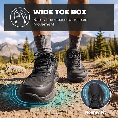 NORTIV 8 Men's Wide Toe Box Waterproof Hiking Shoes,Size 11,Black — view 4