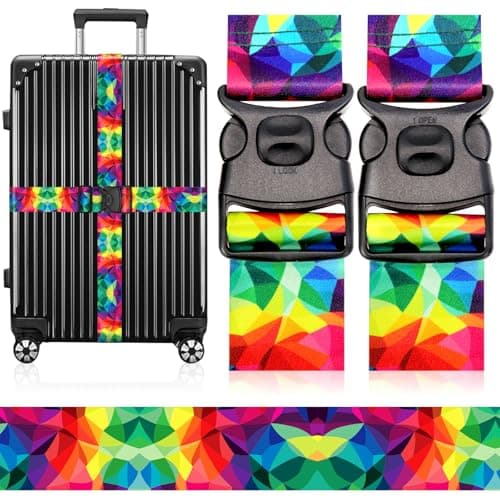 MOTONG 2 PCS Luggage Straps,200 CM Adjustable Suitcase Straps Personalised Luggage Straps Suitcases Heavy Duty Suitcase Belts Thickened Luggage Belt with Quick Release Buckle Camouflage